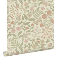 TAPETE Blumen und Vögel 53 cm x 10.05 m - Grün, Papier (53/0.1cm) - ESTAhome