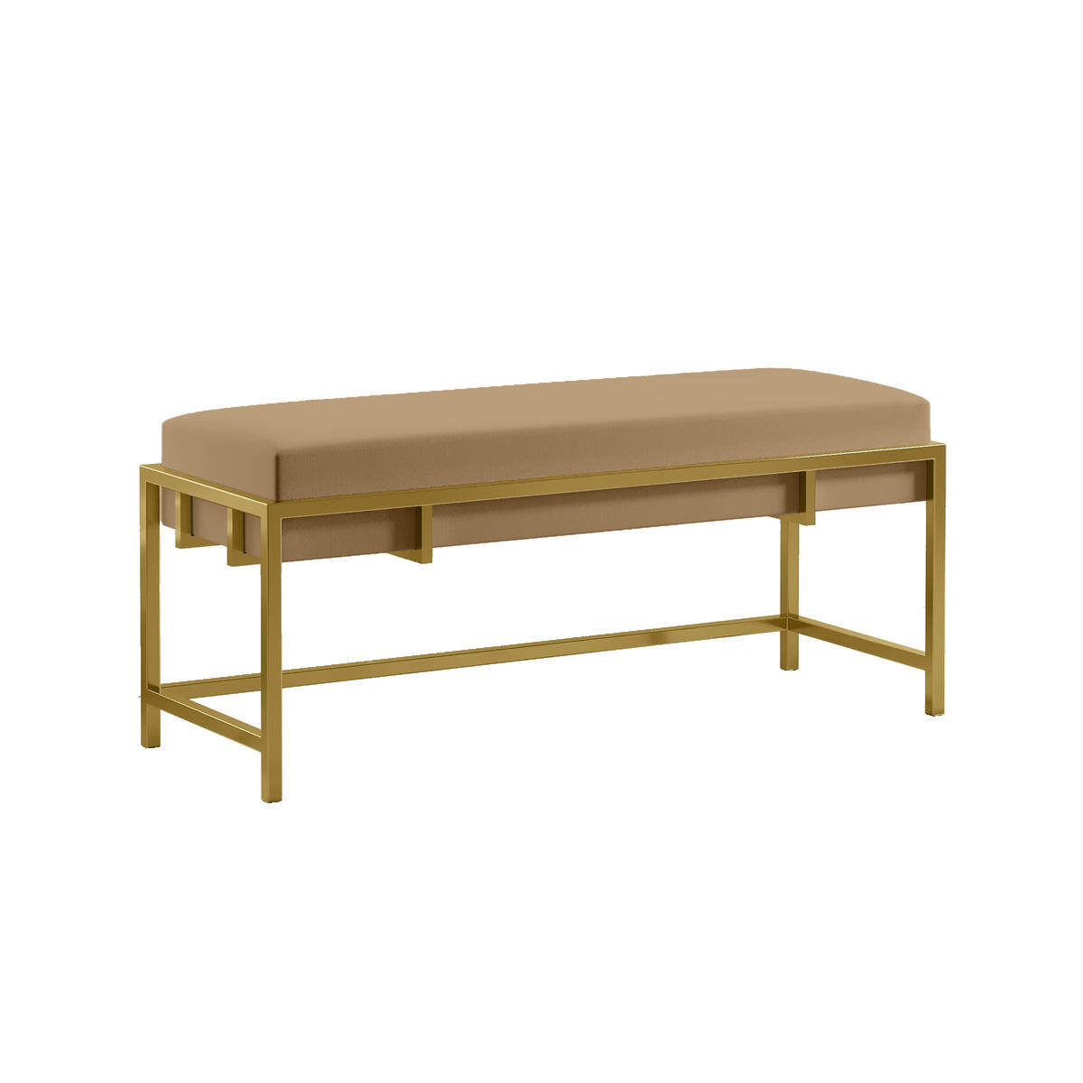 POLSTERBANK LAMO 100 Dunkelbeige, Goldene Beine - Beige/Goldfarben, Textil/Metall (100/45/35cm) - Bettso