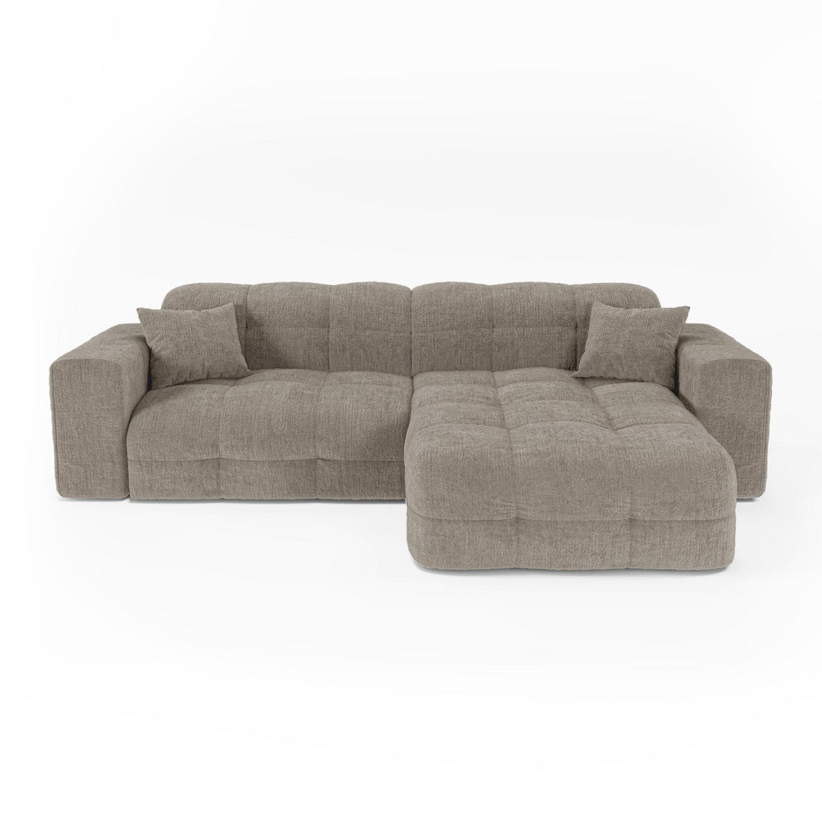 ECKSOFA rechtwinklig COCOON Geprägter Samt Taupe 230cm - Taupe, Textil (230/155cm) - Premium Interiors
