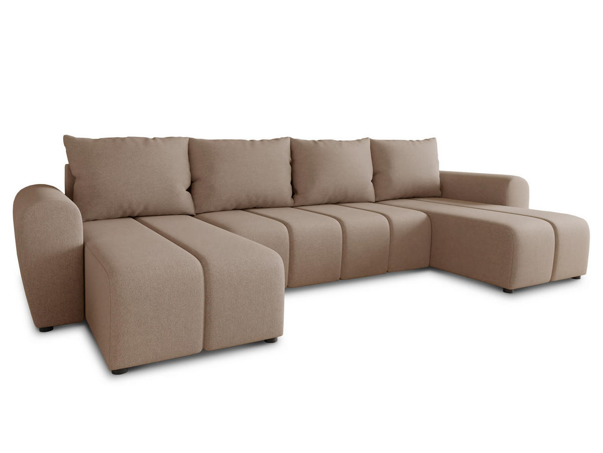 WOHNLANDSCHAFT Cleo U - Beige, Holz/Textil (315/90/147cm) - Sofnet