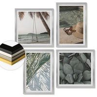 WANDBILDER 4er Set - 50x50 cm & 40x60 cm Silberner Rahmen - Tropische Pflanzen für den Urlaub - Silberfarben, Kunststoff (50/50cm) - ArtPrintCave