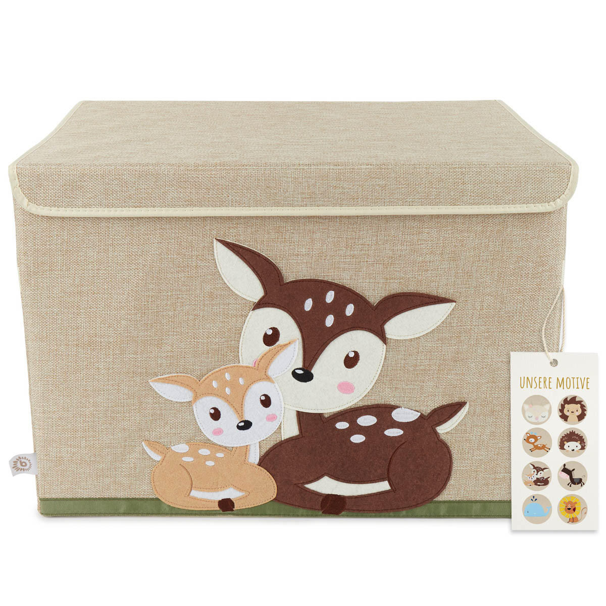 AUFBEWAHRUNGSBOX mit Deckel Reh - Beige/Bronzefarben, Textil (36/36cm) - Bieco Spielwaren