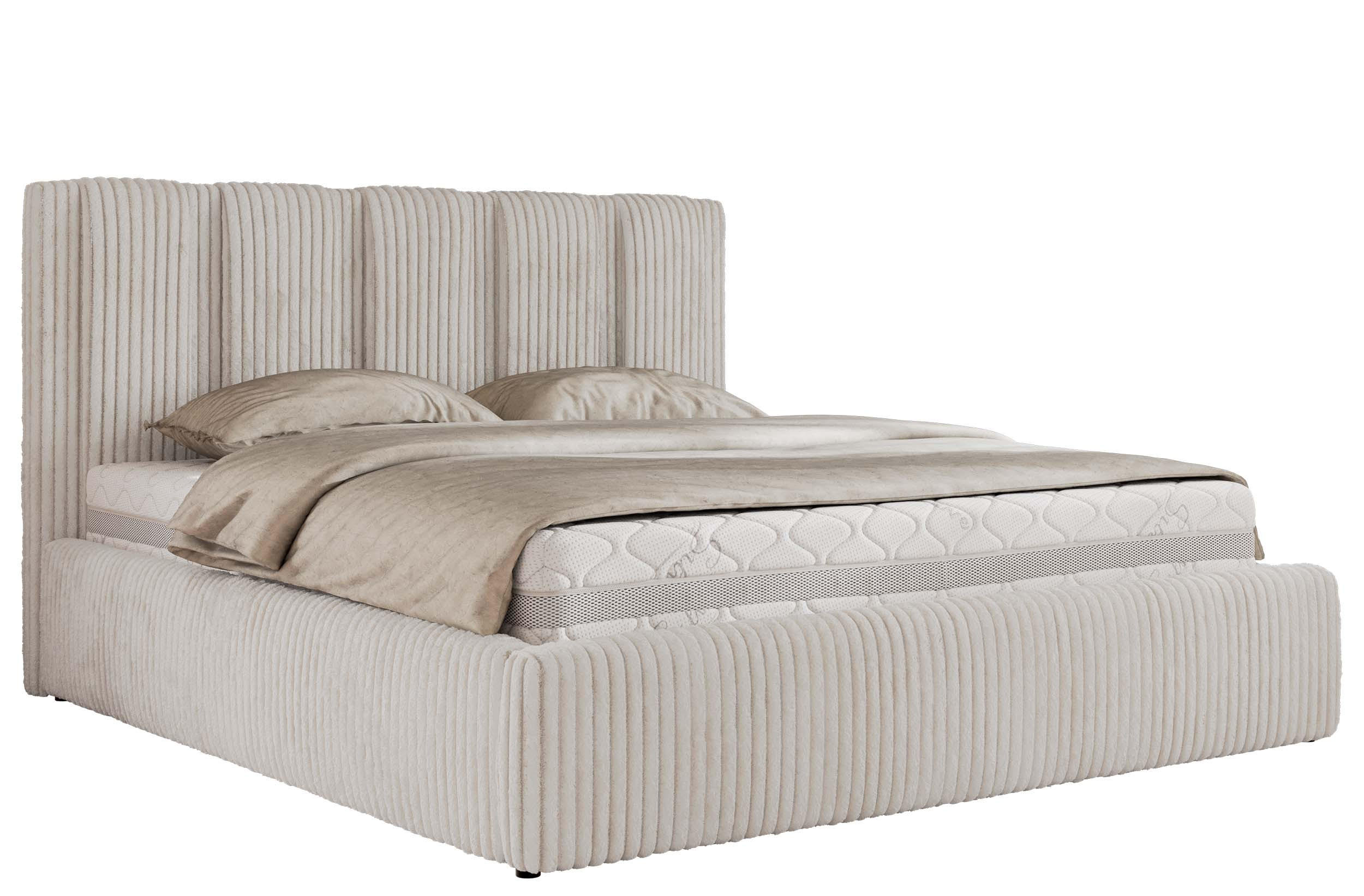 POLSTERBETT SAVINO CLASSIC 160/200 - Beige Cord - ohne Matratze - Beige, Textil (160/200cm) - MKS