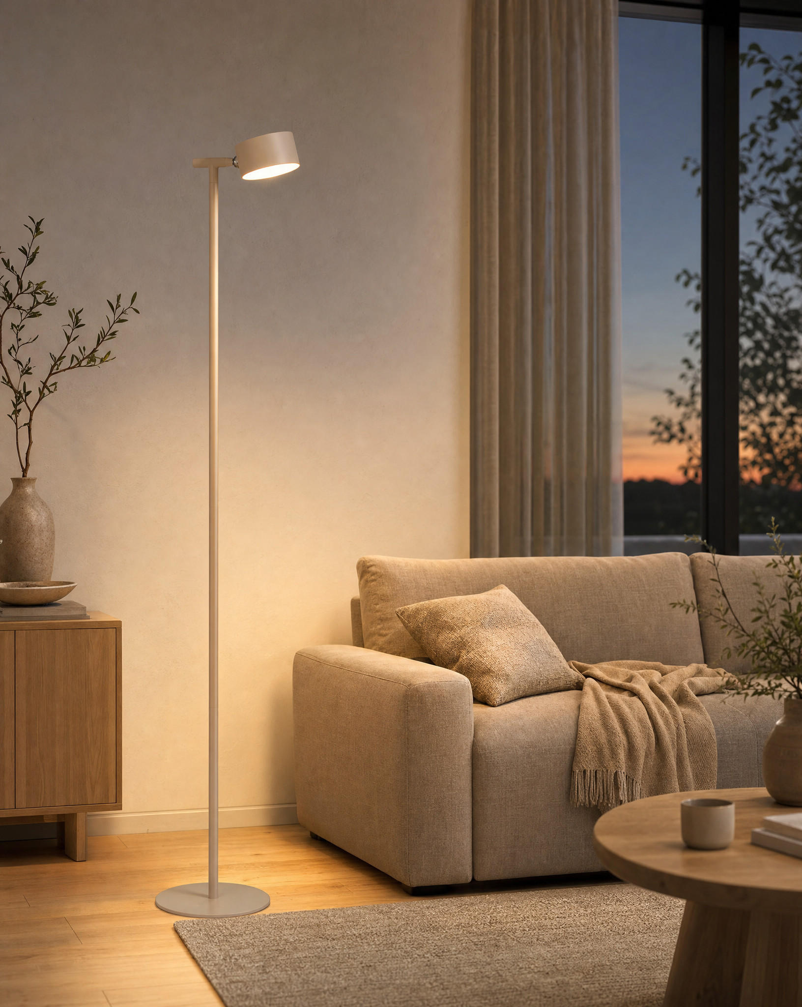 LED-AKKU-STEHLEUCHTE 3 in 1 Schwarz Beige bis zu 120 cm Metall - Beige, Metall (16/16/120cm) - Northpoint