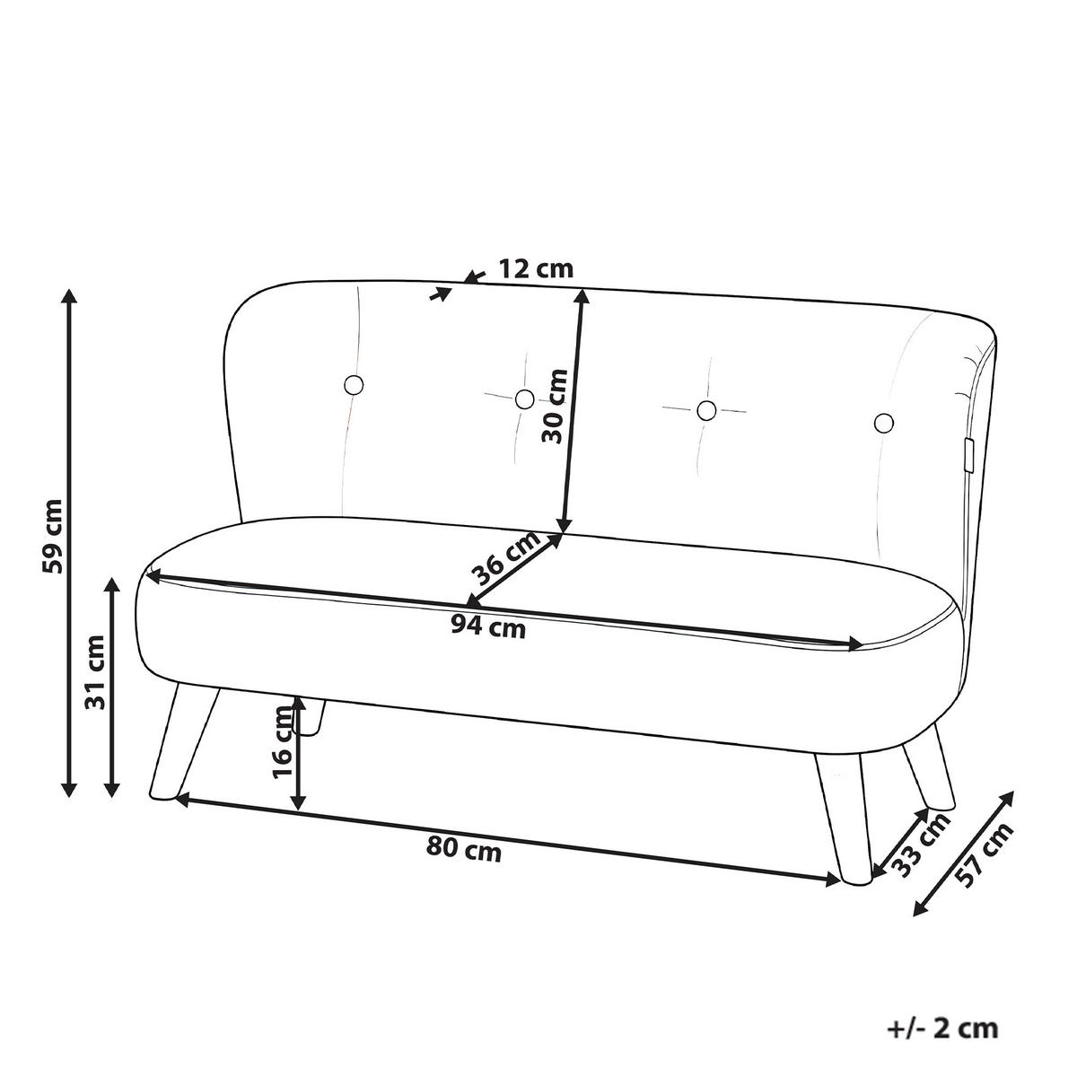 CANAPEA PENTRU COPII bouclé albă Lote - maro/alb, material textil (94/59/57cm) - Beliani