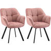 ARMLEHNENSTUHL 2er Set Cord Rosa - Schwarz/Rosa, Textil/Metall (60/81/59cm) - CLP