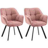 ARMLEHNENSTUHL 2er Set Cord Rosa - Schwarz/Rosa, Textil/Metall (60/81/59cm) - CLP