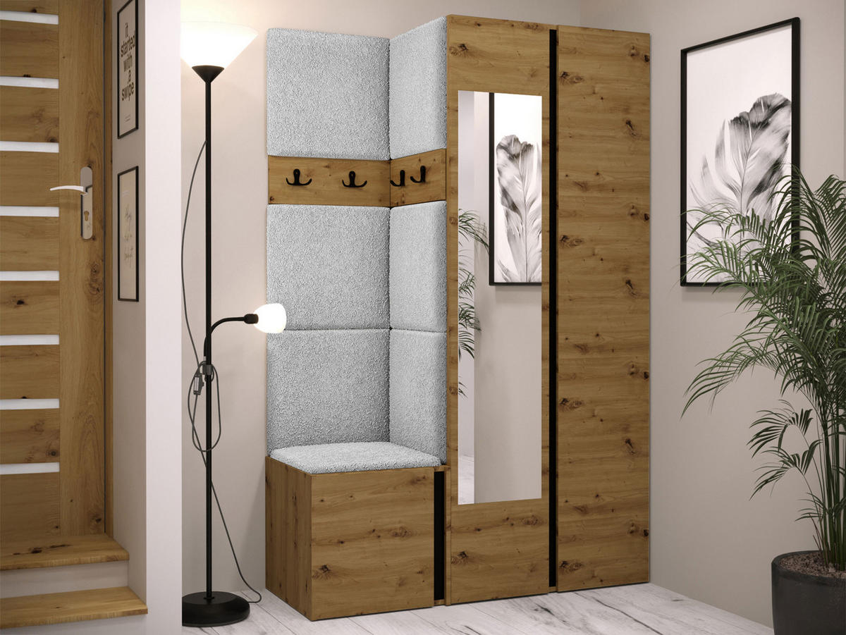 GARDEROBEN-SET Orion XXVI - Hellgrau/Eiche Artisan, Holzwerkstoff/Kunststoff (116/186/46cm) - MIRJAN24