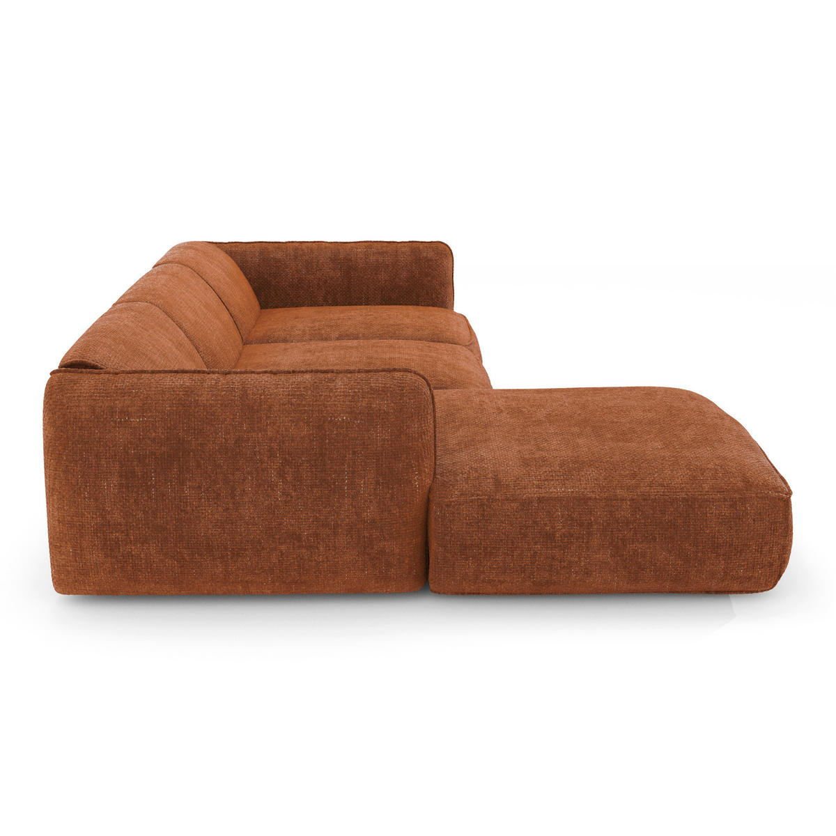 ECKSOFA LINKS Rastervelours Terracotta 272cm - Terra cotta, Textil (165/272cm) - Sia Home