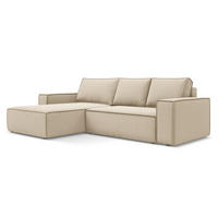 ECKSOFA mit Schlaffunktion Samt Stoff Beige - Beige/Creme, Kunststoff/Textil (185/290cm) - Makamii