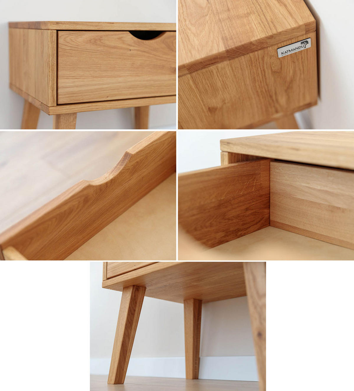 NACHTKONSOLE Simona Eiche Natur 55 / 40 / 50cm - Eichefarben, Holz (55/50/40cm) - Feldmann-Wohnen