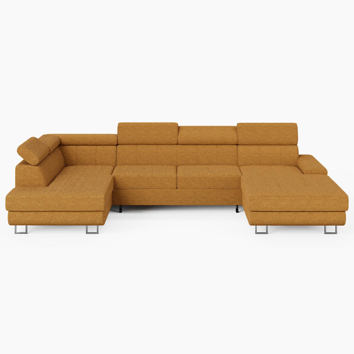 WOHNLANDSCHAFT MARRY Links Gelb Cord-Stoff mit Schlaffunktion und zwei Bettkästen - Gelb, Holz/Metall (335/90/190cm) - Barchello
