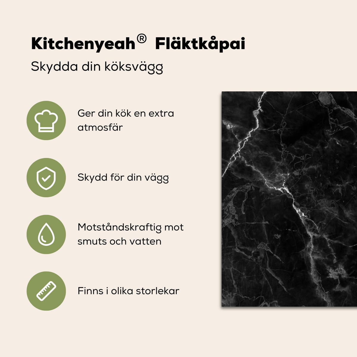 SPRITZSCHUTZ KÜCHE Marmor - Schwarz - Weiß - Textur - Marmoroptik 90x60 cm - Silberfarben, Metall (90/0.3/60cm) - MuchoWow