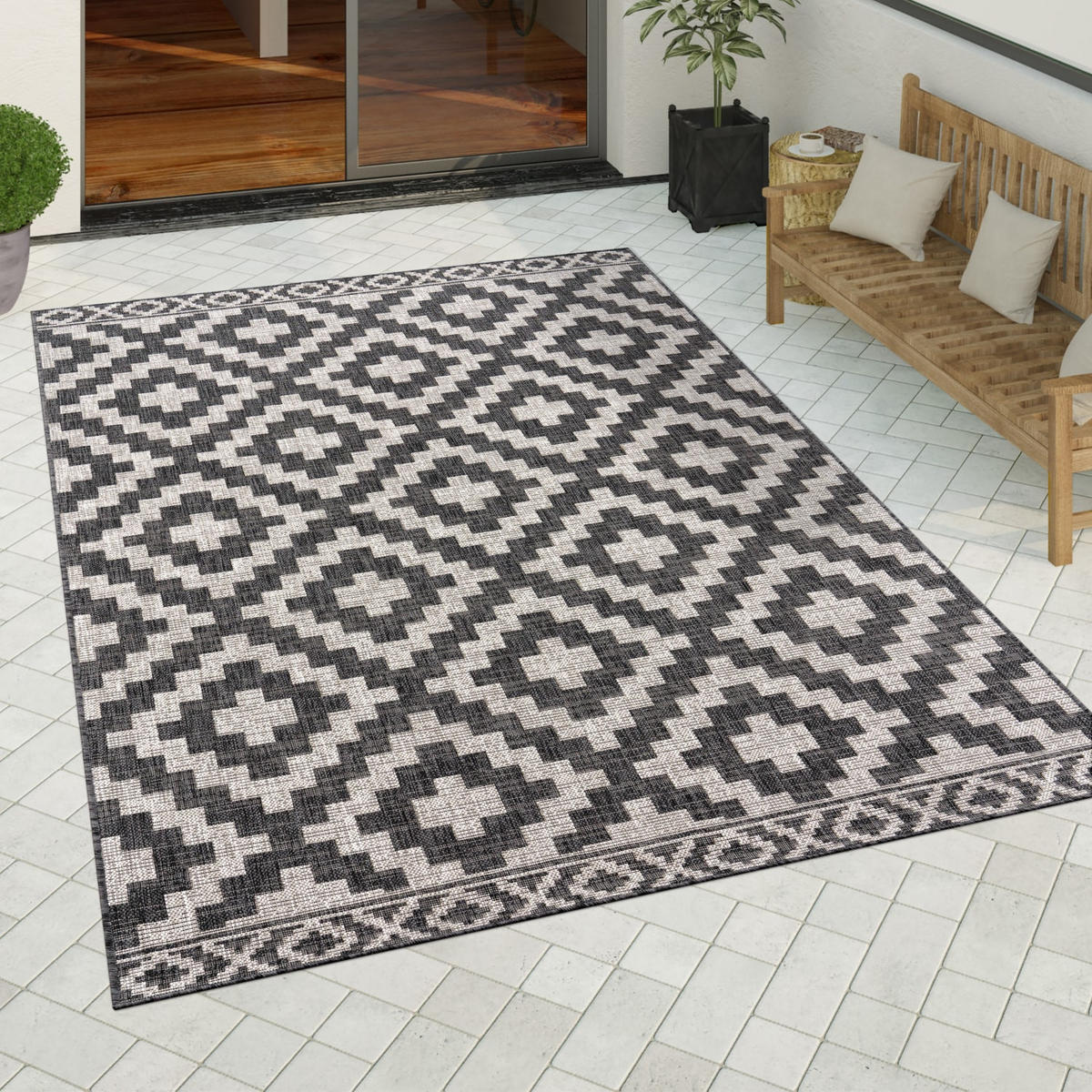 OUTDOORTEPPICH 160/220 cm Modena 222 - Anthrazit, Kunststoff (160/220cm) - Paco Home