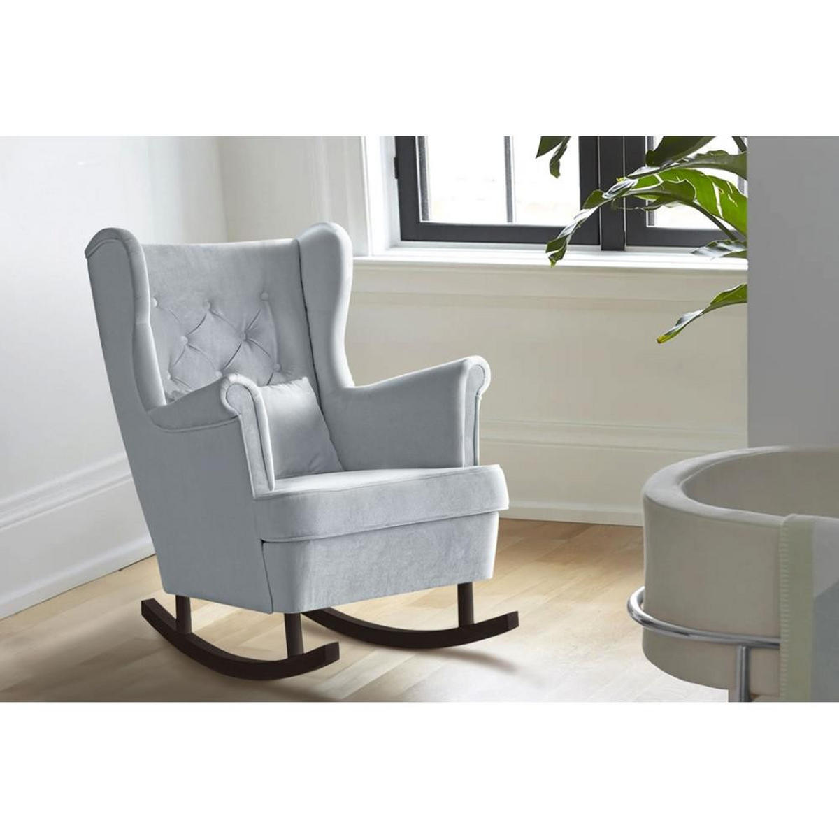 SCHAUKELSTUHL Fabio hellgrau mit Wenge Beinen - Wengefarben/Hellgrau, Textil (82/103/108cm) - Beautysofa