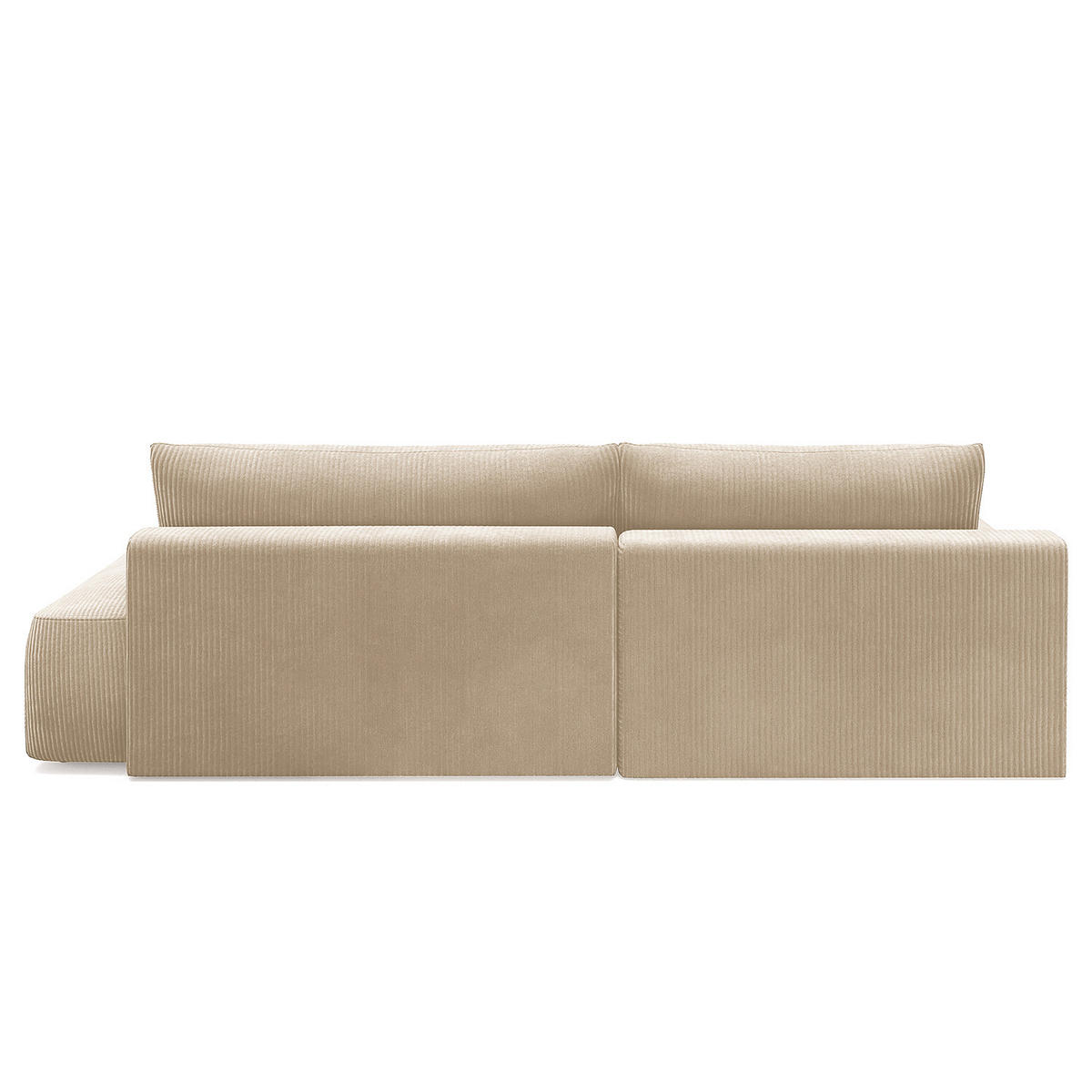 ECKSOFA mit Schlaffunktion - Longchair - Creme/Schwarz, Kunststoff/Textil (253/167cm) - home24