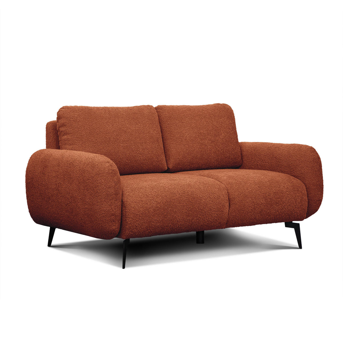 SOFA FEBE 2-Sitzer, dunkelorange - Dunkelorange/Schwarz, Holz/Textil (160/82/96cm) - Courtois Laville