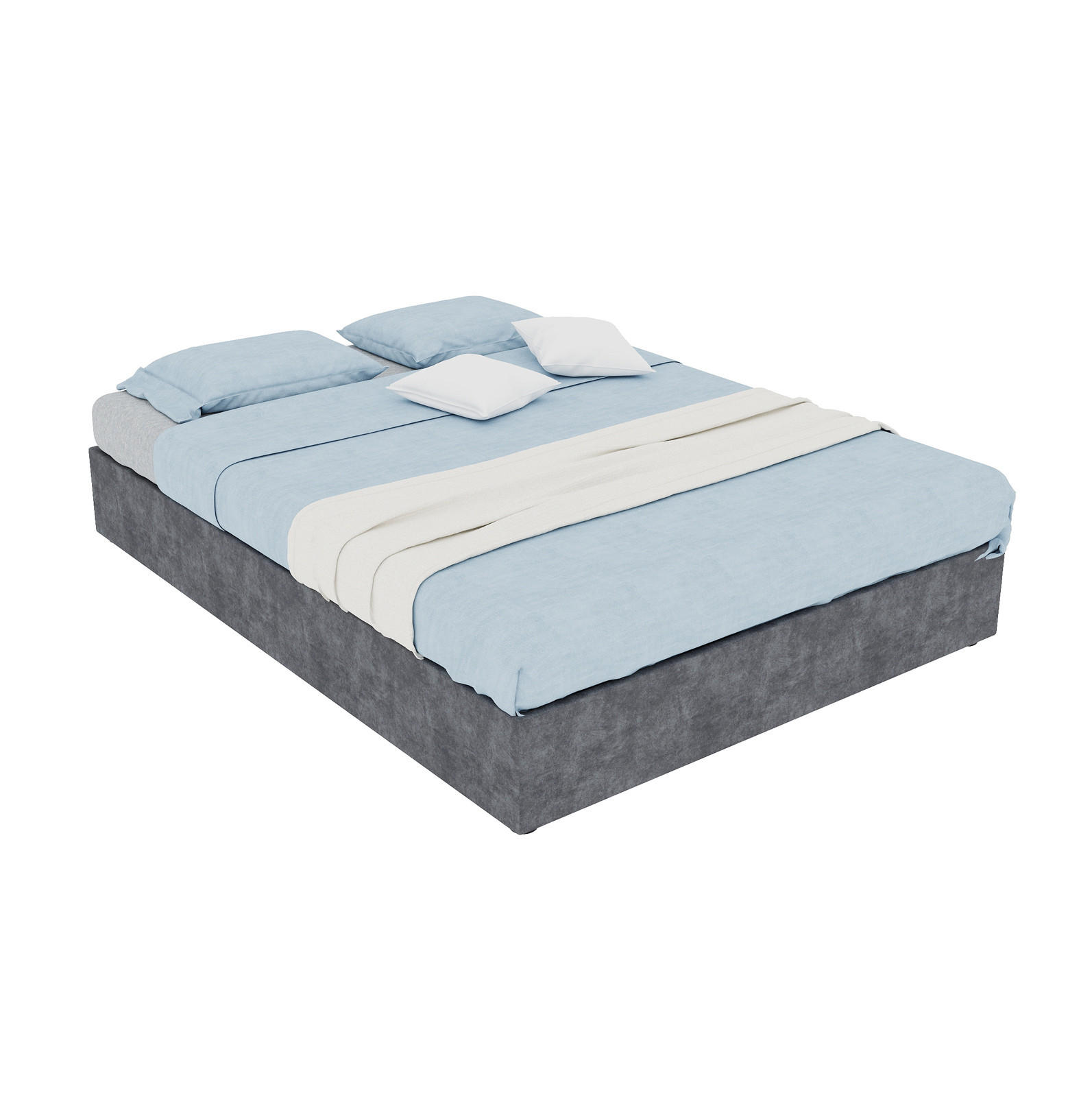 POLSTERBETT 140x200 cm grau aus Stoff und Metall mit Lattenrost - Grau, Textil (140/200cm) - OKWISH