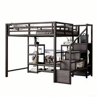 HOCHBETT mit TV-Ständer, Steckdose und Leiter, schwarz, 140/200 cm - Schwarz, Metall (140/200cm) - MIVRAY