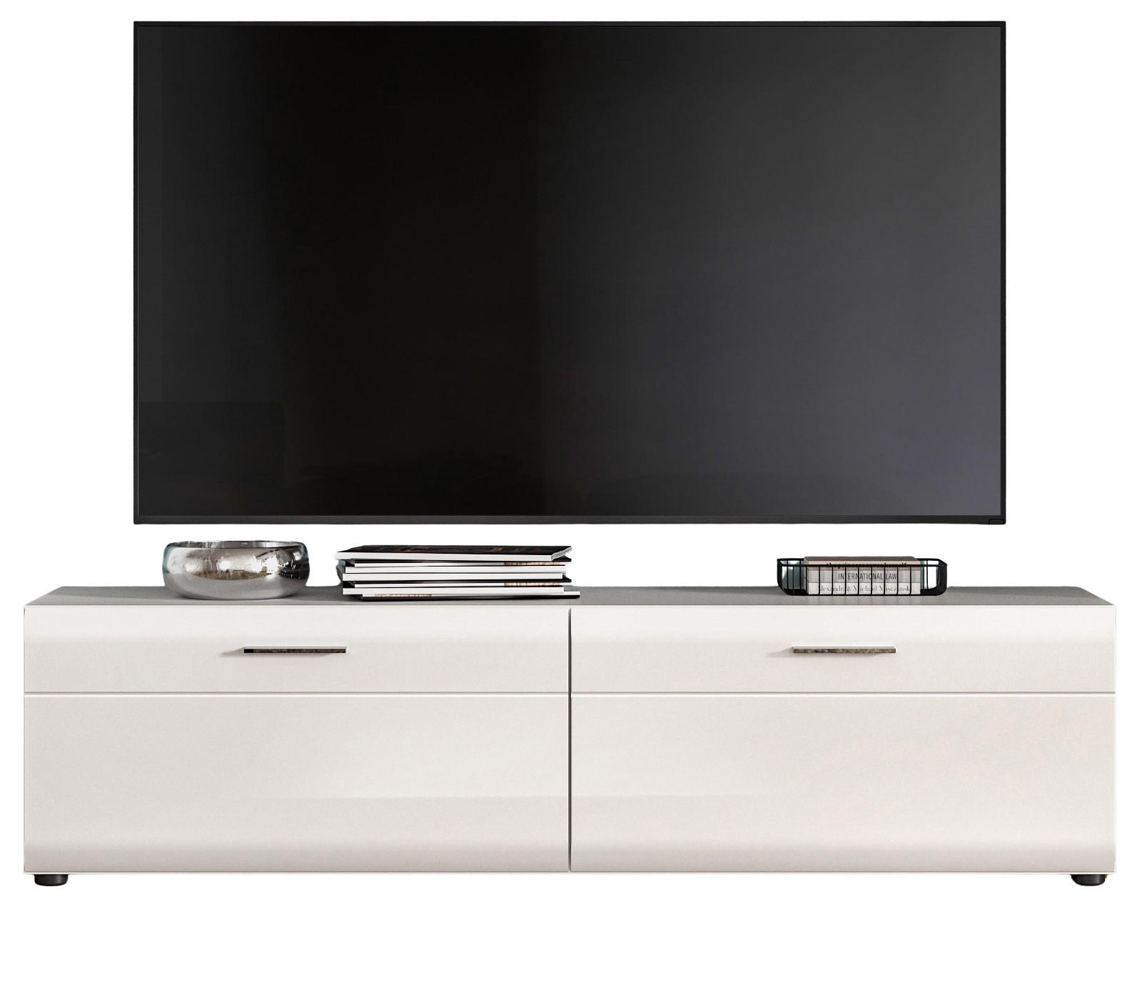 TV-LOWBOARD weiß Hochglanz, TV Unterteil 160 x 41 cm - Weiß Hochglanz/Silberfarben, Holzwerkstoff/Kunststoff (160/41/40cm) - Inn.Furn