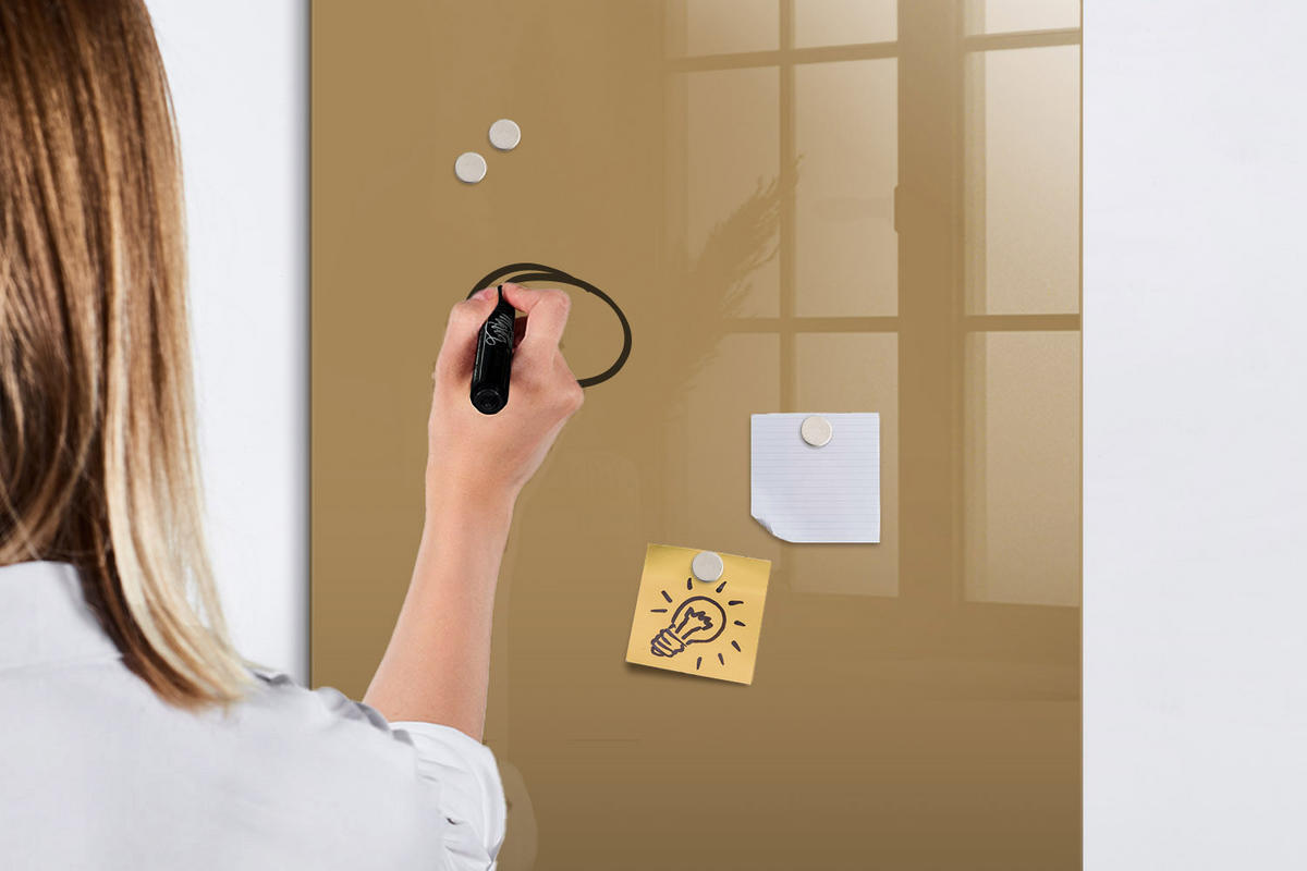 MAGNETTAFEL 60x90 Beige schwarzer Marker - Beige, Glas (60/0.4/90cm) - TULUP