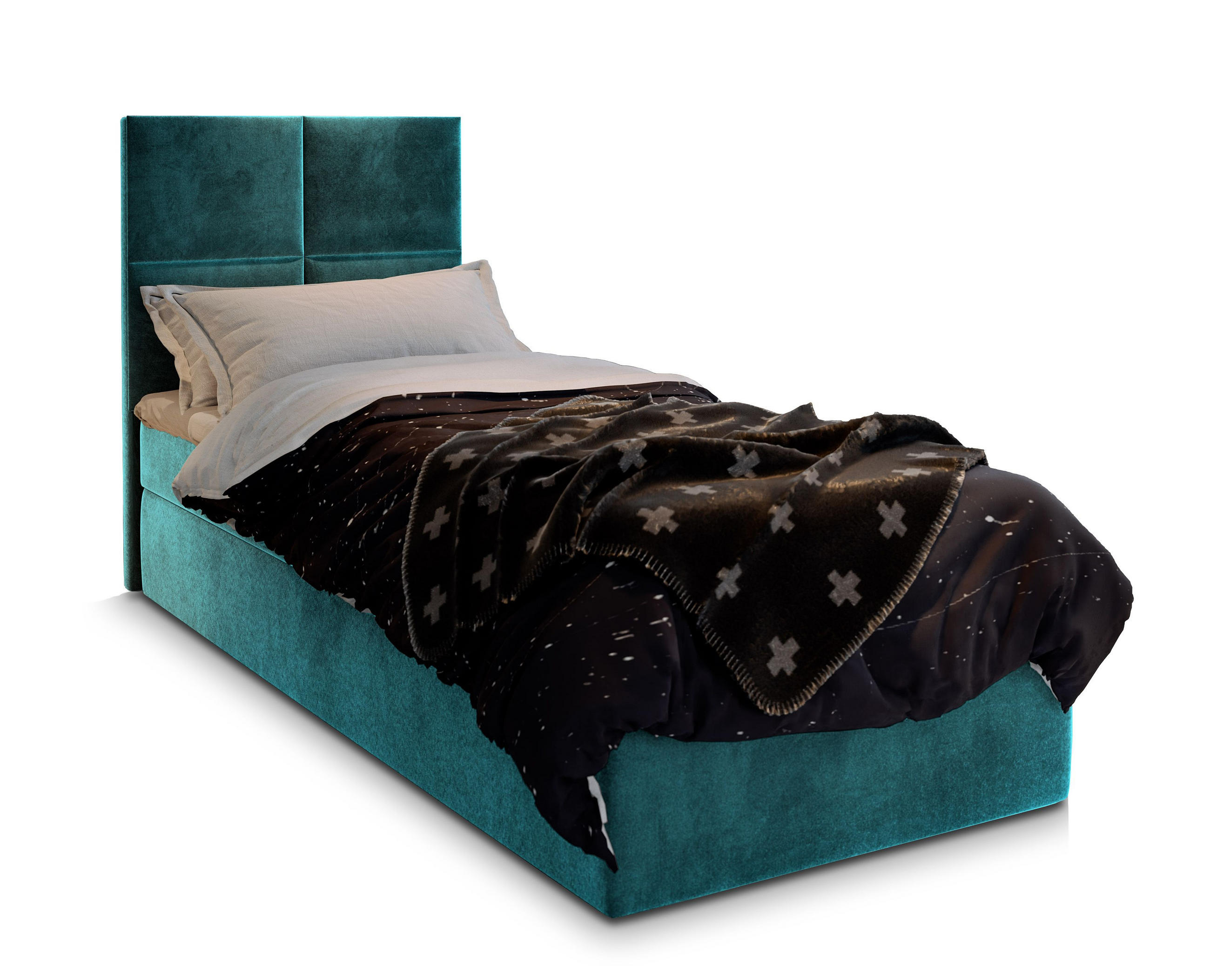BOXBETT LENA 90 90x200 cm mit Matratze und Topper - Blau - Hellblau, Holz (90/200cm) - MASSENO