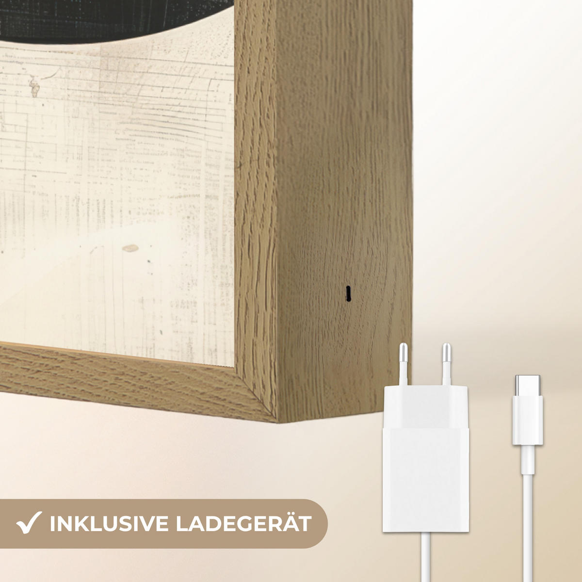 WANDLEUCHTE MIT AKKU Abstrakt - Modern - Schwarz - Gold 60x90 cm - Sandfarben, Holzwerkstoff (60/90/8cm) - OnlyWow