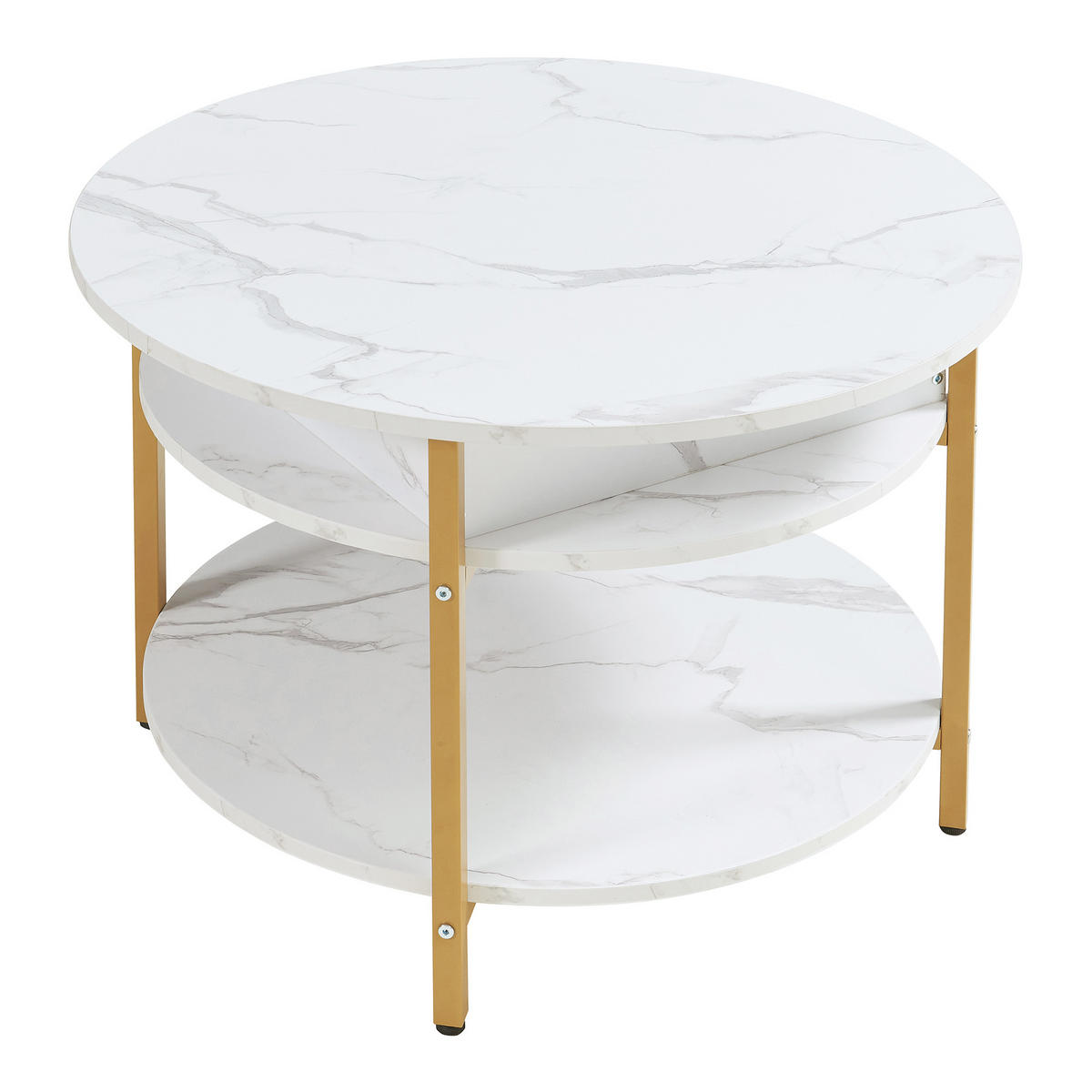 COUCHTISCH Kandas 70/49 cm - Goldfarben/Weiß, Holzwerkstoff/Metall (70/70/49cm) - [en.casa]
