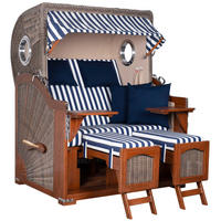 STRANDKORB 2-Sitzer Düne Mahagoni 518 - Blau/Dunkelblau, Holz (125/170/80cm) - Mr. Deko