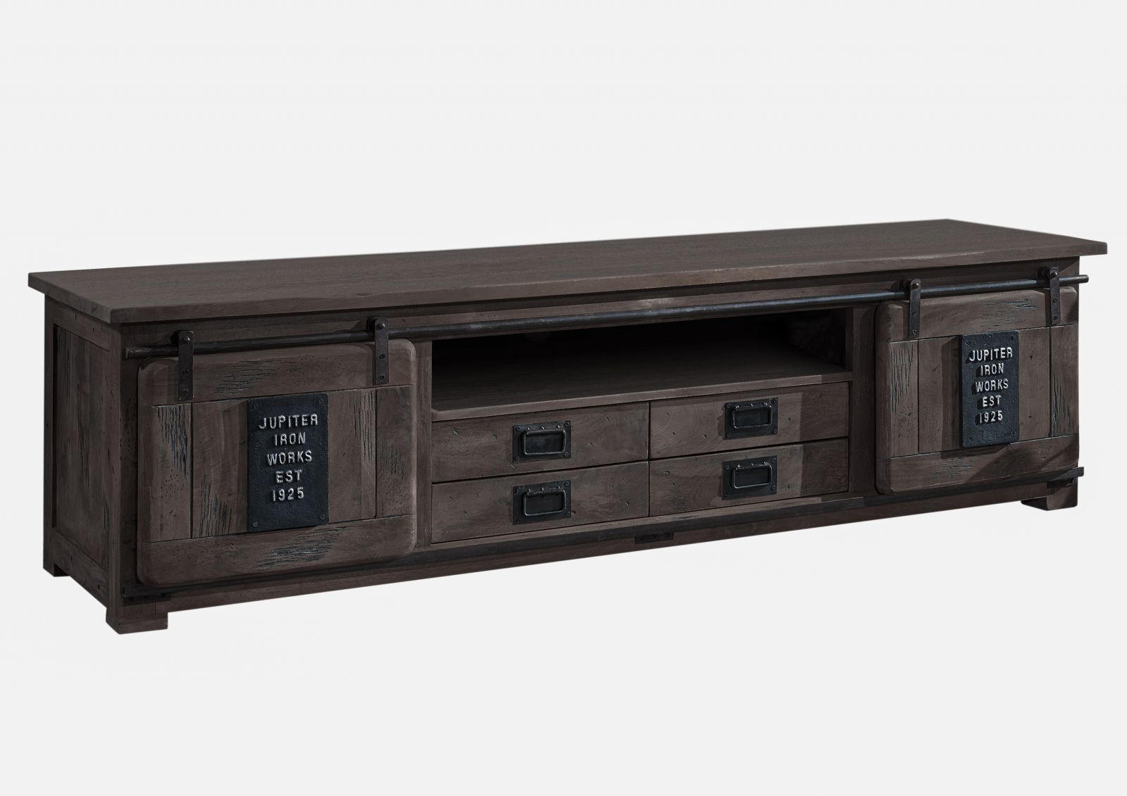TV-BOARD Mango 200x55x55 grau lackiert RAILWAY #248 - Grau, Holz (200/55/55cm) - Massivmoebel24