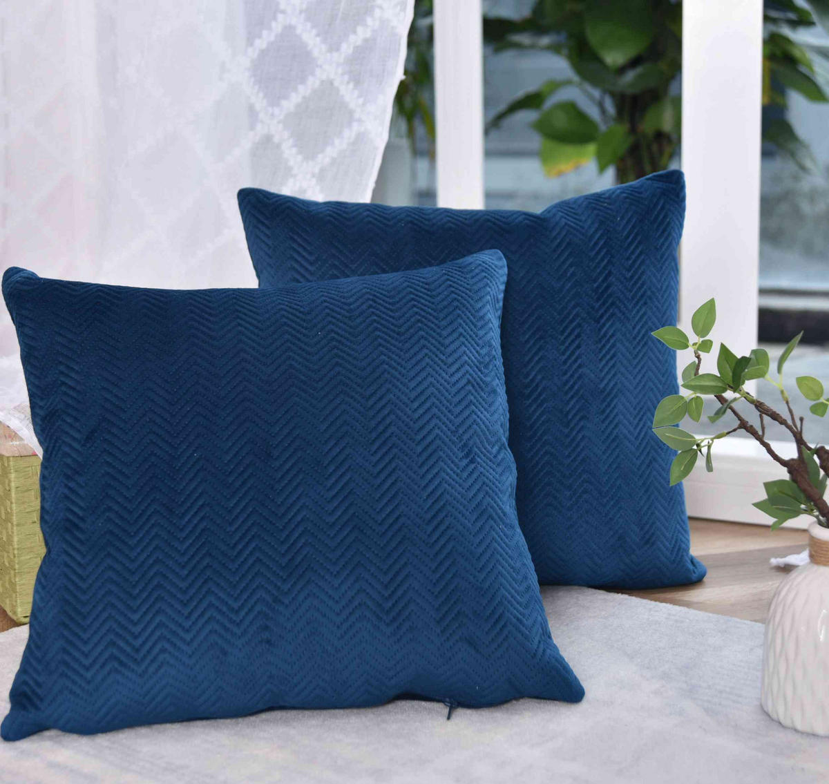 DEKOKISSEN Greta 45x45 cm Blau - Blau, Textil (45/45cm)