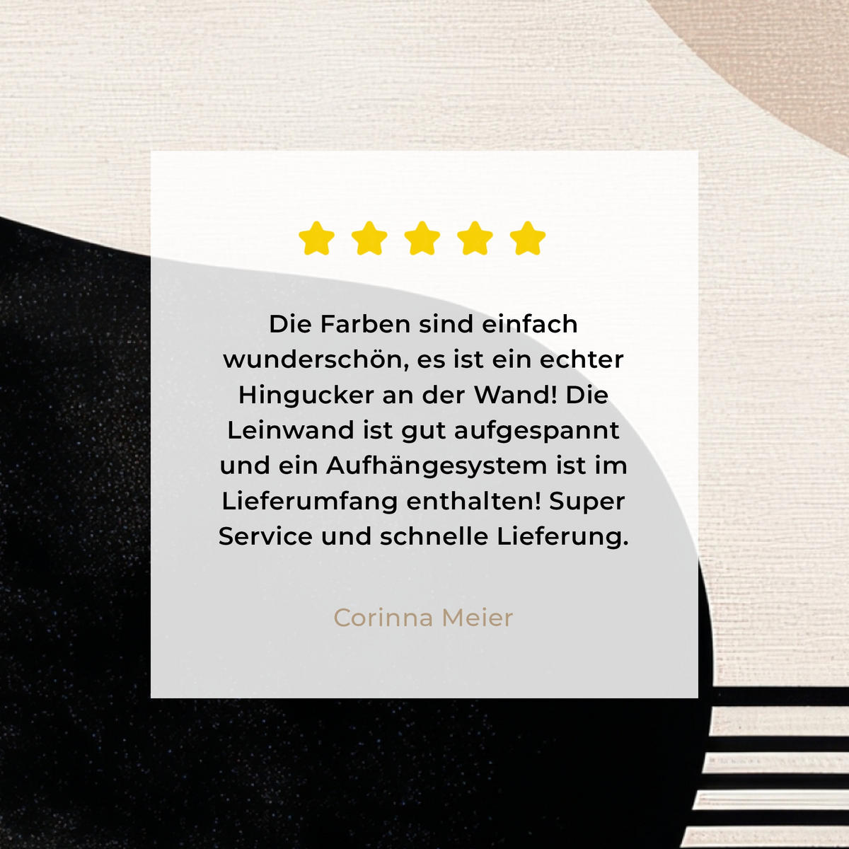 LEINWANDBILD Abstrakt - Japandi - Beige - Modern 90x90 cm - Schwarz, Textil (90/90cm) - MuchoWow