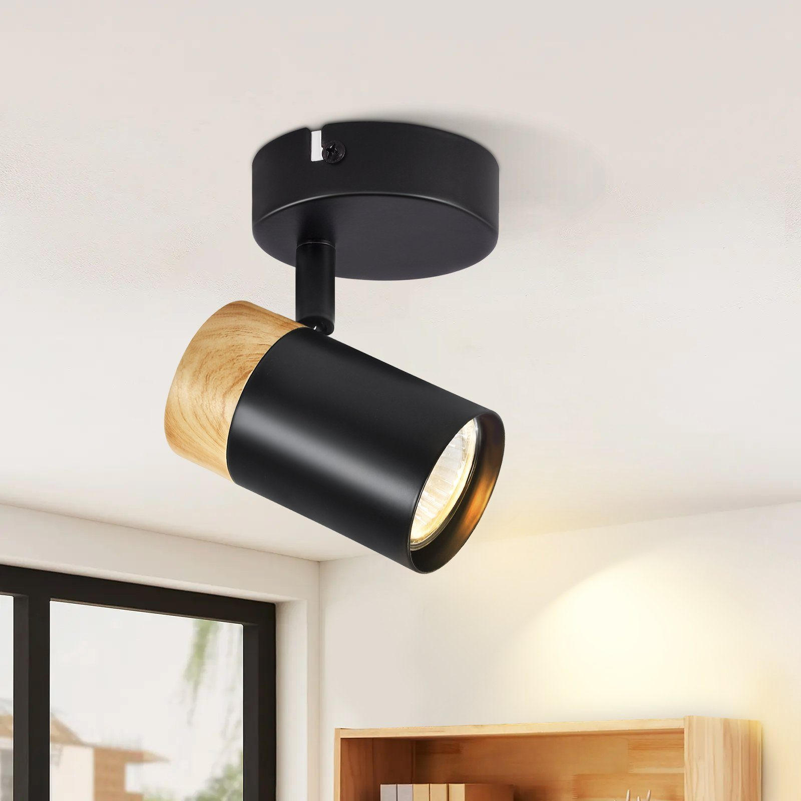 DECKENSTRAHLER Monji 9/9/15cm - Schwarz, Metall (9/9/15cm) - ZMH
