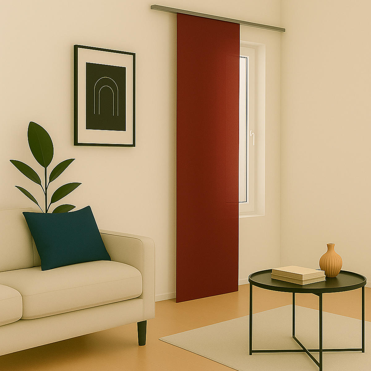FLÄCHENVORHANG blickdicht 60x245 cm Rot mit Technik - Rot, Textil (60/245cm)