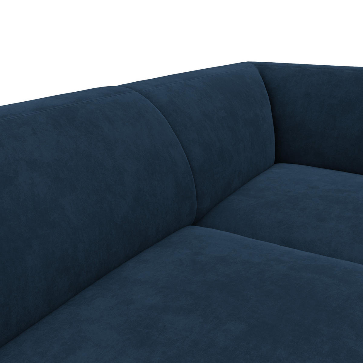 2,5-SITZER ECKSOFA mit Ottomane - Schwarz/Dunkelblau, Textil/Metall (252/205cm) - home24