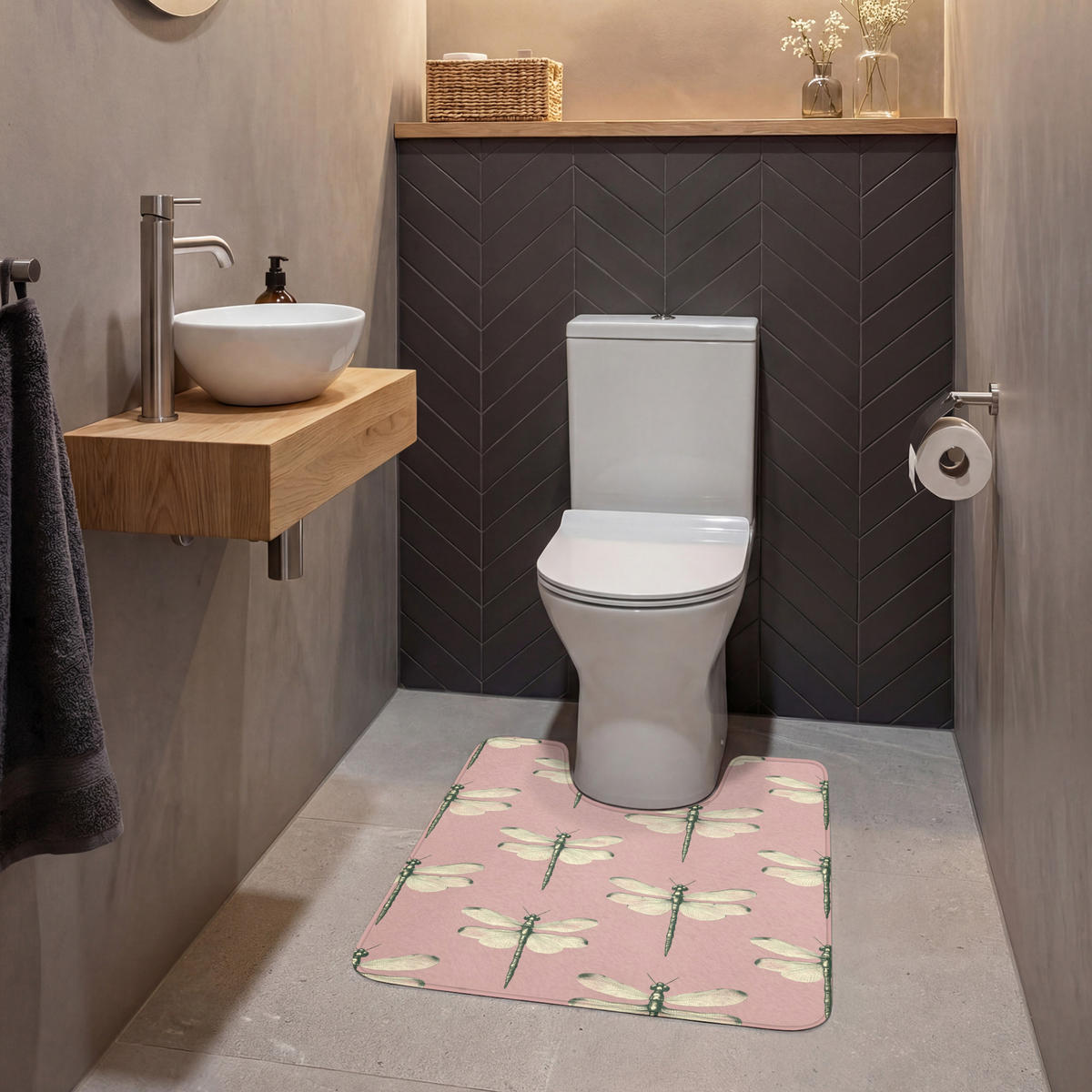 WC-VORLEGER Lillibells - Muster - Rosa Toilettenvorleger 55x60 cm - Rosa, Kunststoff/Textil (55/1cm) - OnlyWow