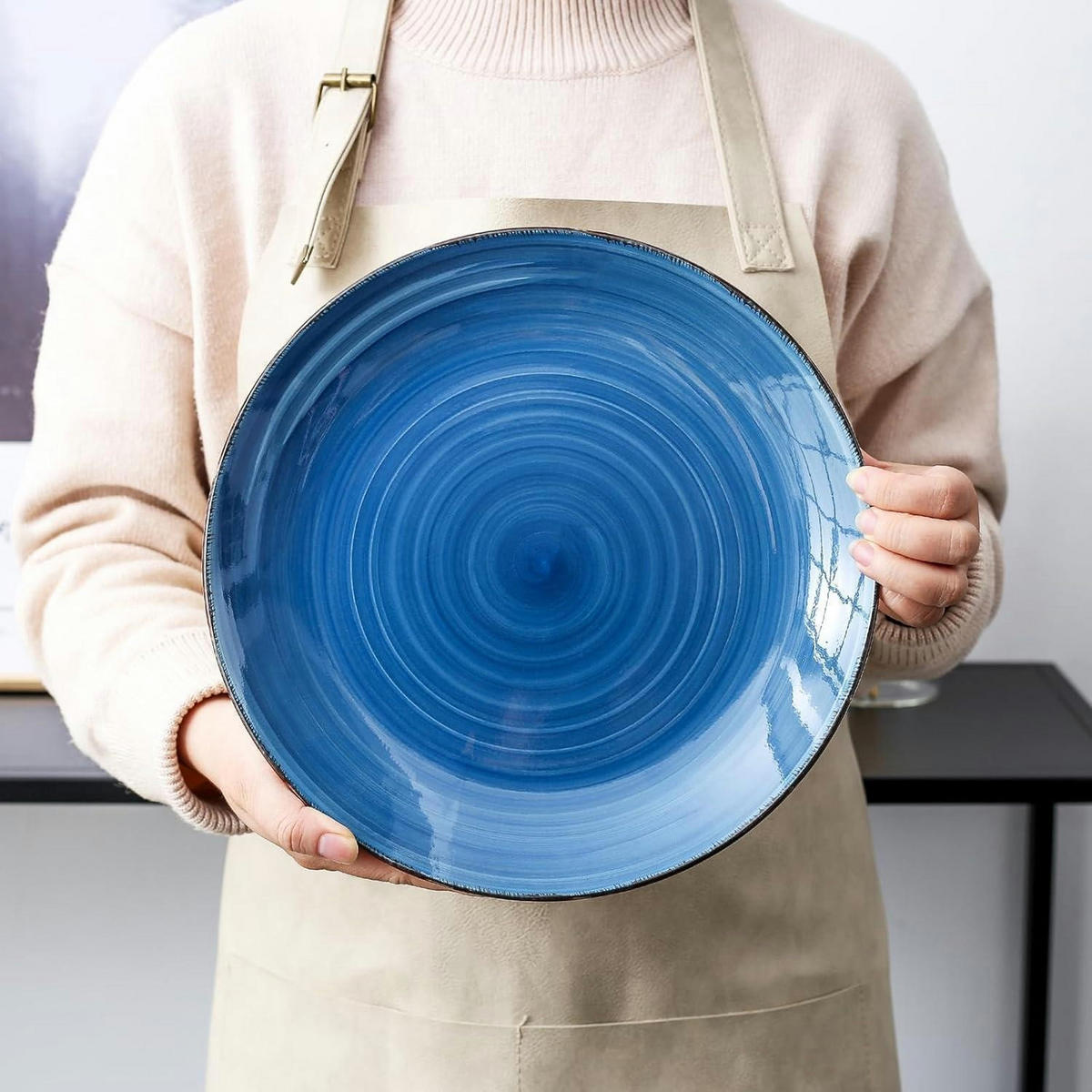 SPEISETELLER 4 teiliges Set Steingut Dunkelblau 27 cm - Blau, Keramik (27/27/2.8cm)