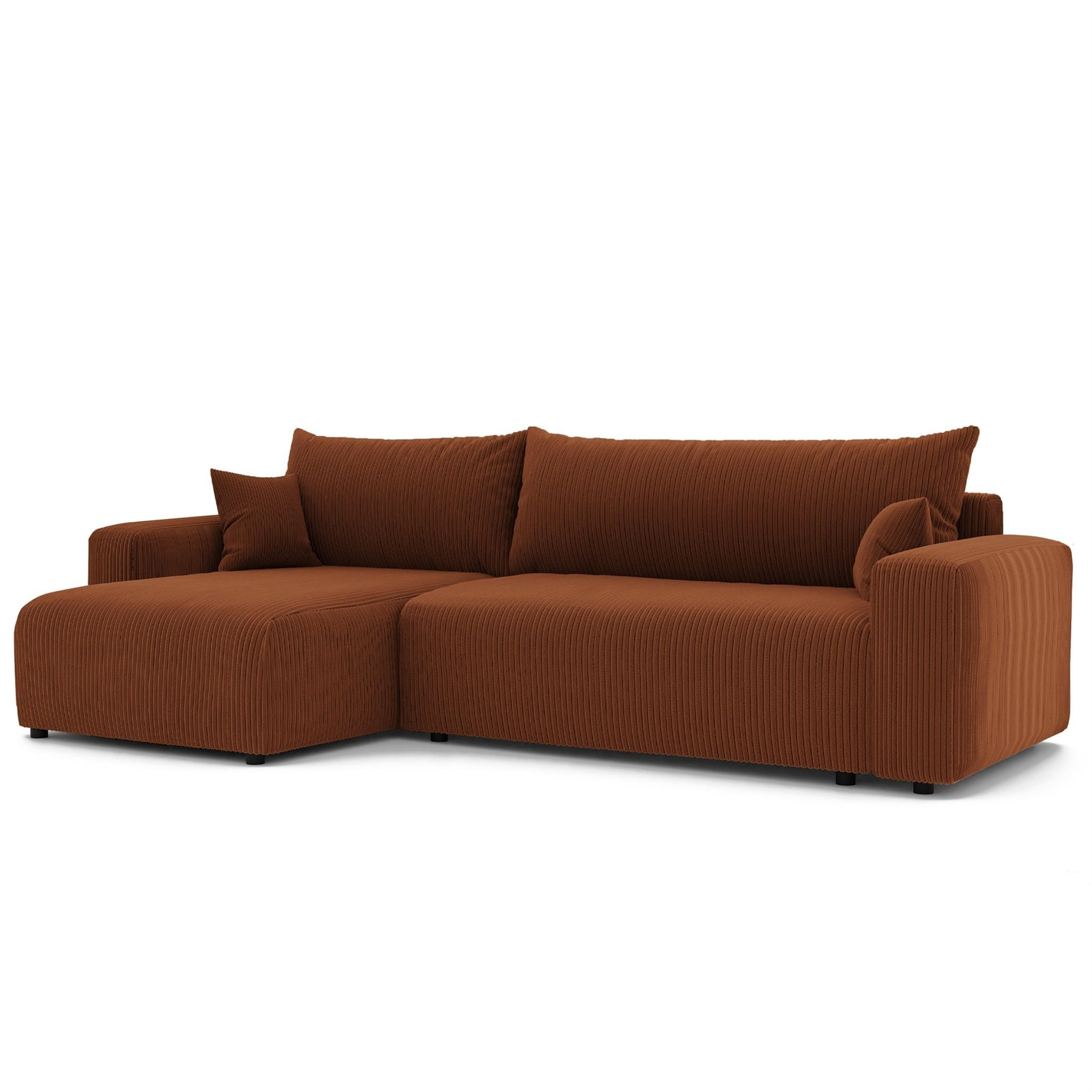 ECKSOFA Luna Max Mit Schlaffunktion - Rotbraun, Holzwerkstoff/Textil (278/145cm) - Fun Möbel