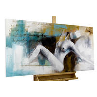 ÖLGEMÄLDE 120/60 cm - Petrol/Weiß, Holz/Textil (120/60cm) - KUNSTLOFT
