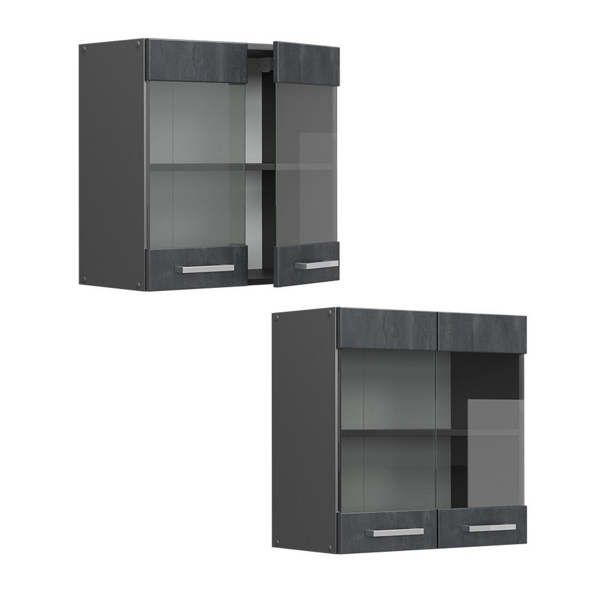 KÜCHENGLASSCHRANK R-Line Schwarz Beton 60 cm - Anthrazit/Schwarz, Holzwerkstoff (60/60/31cm) - Vicco