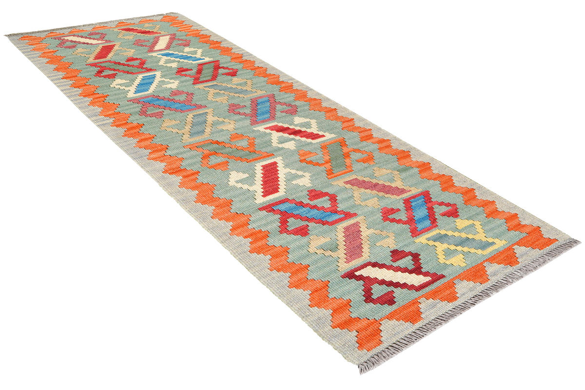 HANDWEBTEPPICH Kelim Gashgai Grün 201/61 cm Schurwolle - Grün, Textil (61/201cm) - Looma