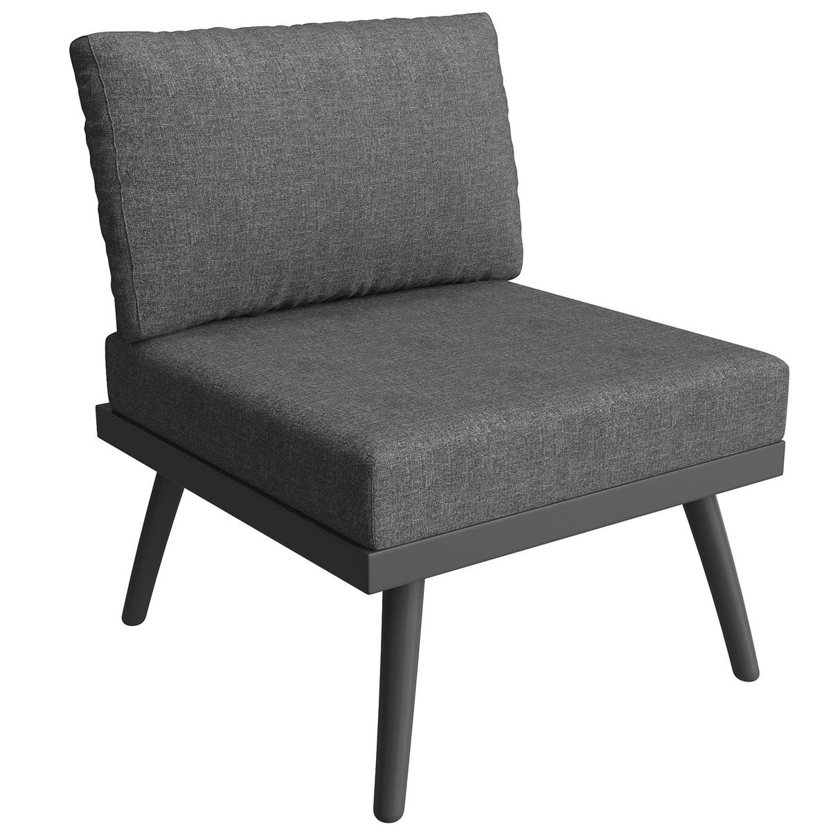 GARTENLOUNGE-SET 237/65/79 cm modular mit Couchtisch, WPC-Tischplatte und Polstern, Eisen, Grau - Grau, Metall - Redom
