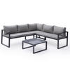 GARTENSALON Ibiza Grau und Anthrazit 4 Plätze - Grau, Metall - Happy Garden
