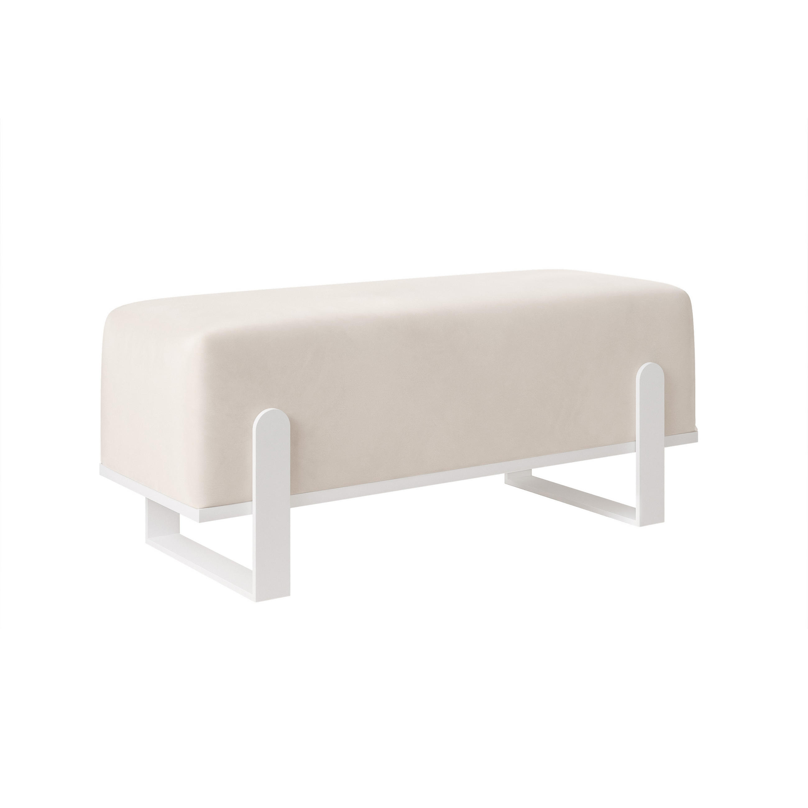POLSTERBANK MARA 80 cm Weiß / Creme ,Metallgestell - Creme, Metall (80/47/35cm) - Idohome