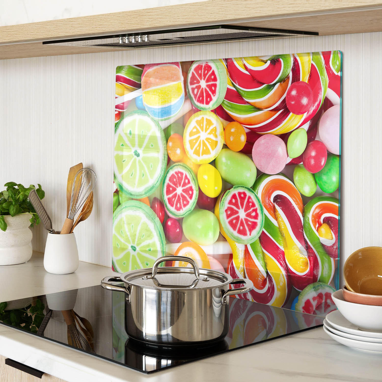 GLASPLATTE 60x52 cm Bunte Süßigkeiten - Multicolor, Glas (60/0.4/52cm) - TULUP