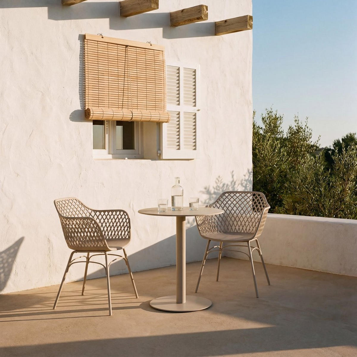 GARTENSTUHL Stal Beige 59 cm x 72 cm 2er-Set - Beige, Kunststoff (59/72/56cm) - Klast Home