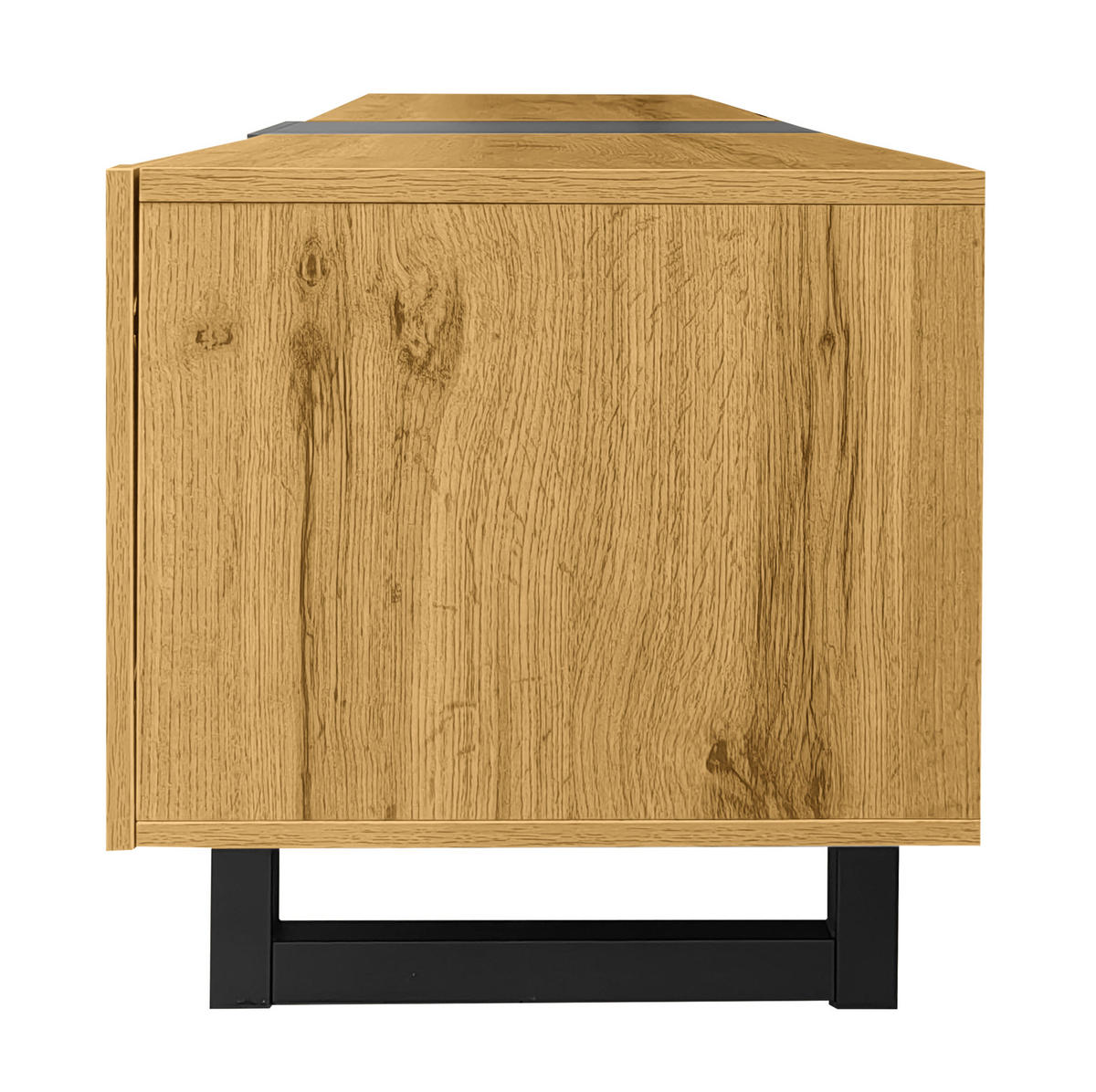 LOWBOARD 170/36.5/42 cm in Natur und Dunkelgrau aus Spanplatte mit 3 Türen und 2 offenen Fächern - Naturfarben, Holzwerkstoff (36.5/42/170cm) - OKMYHOME