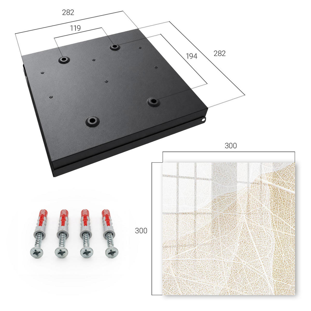 SCHLÜSSELBOX Schwarz 30x30 cm- Türöffnung nach rechts - Subtile Eleganz - Beige, Metall (30/30/5cm) - TULUP
