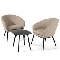 GARTENMÖBELSET SOLIS Gartenlounge-Set, hellbraun/schwarz - Hellbraun, Textil/Metall - KONSIMO®