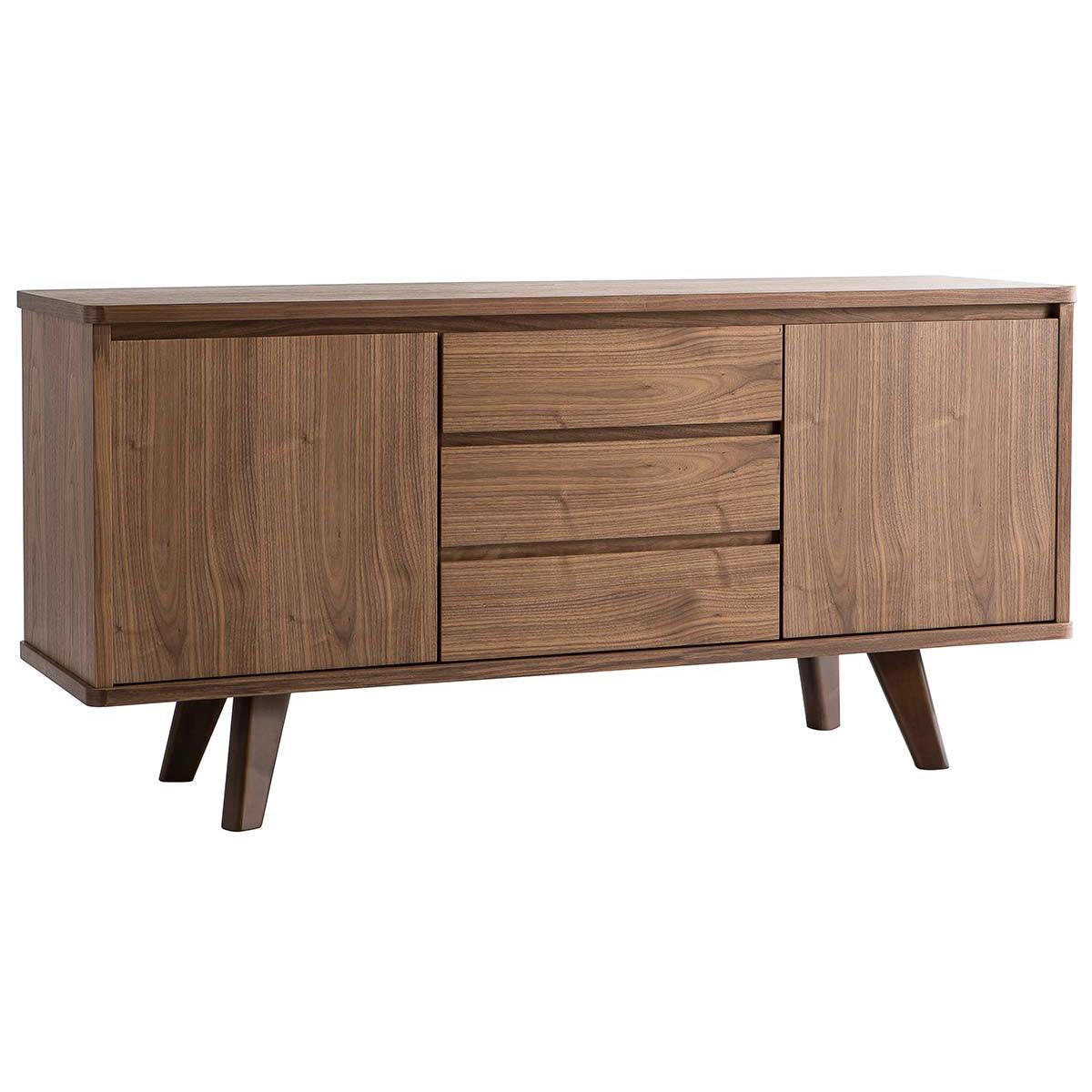 SIDEBOARD Nussbaum FIFTIES - Walnussfarben, Holz (47/76.6/160cm) - Miliboo